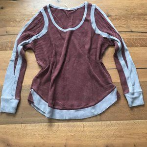 NWT Free People Its Time Thermal Top Shirt Mauve Gray XS